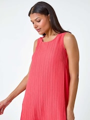 Roman Pink Textured Sleeveless Midi Dress - Image 4 of 5