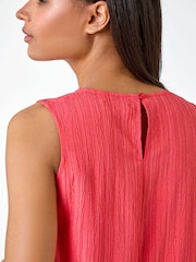 Roman Pink Textured Sleeveless Midi Dress - Image 5 of 5