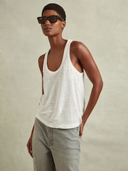 Reiss White Taloulah Scoop Neck Vest - Image 3 of 6