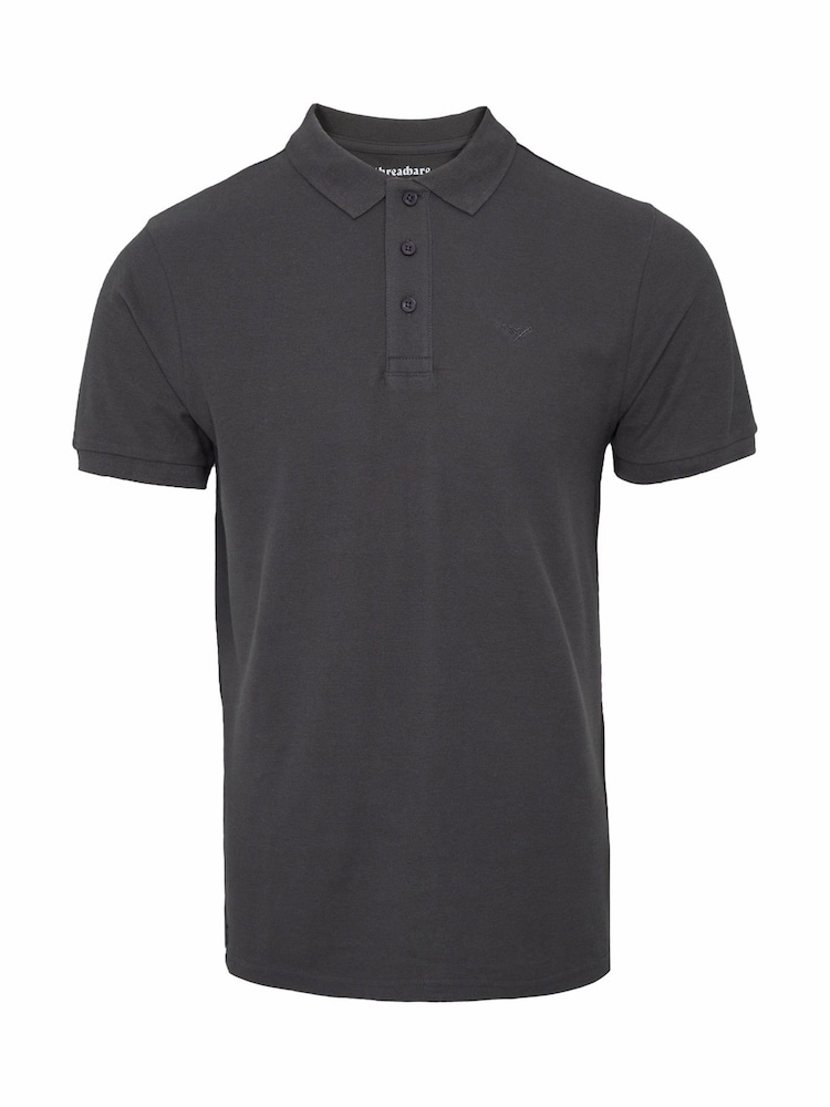 Threadbare Black Ecru Slate Cotton Pique Polo Shirts 3 Pack - Image 3 of 3
