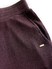 Berry Red Ribbed Knitlook Lounge Trousers - Image 7 of 8