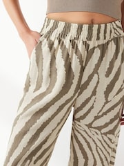 JDY Green Petite Zebra Print Wide Leg Trousers - Image 4 of 5