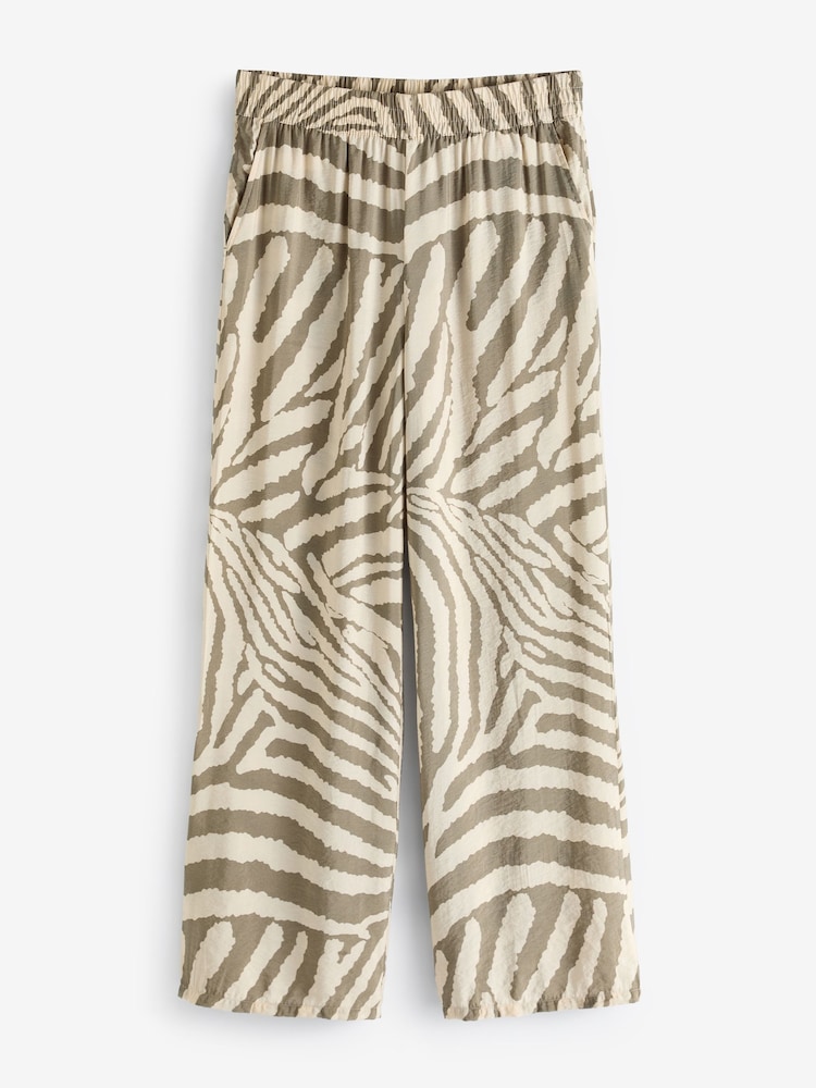 JDY Green Petite Zebra Print Wide Leg Trousers - Image 5 of 5