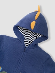 JoJo Maman Bébé Blue Dino Hooded Cosy Hoodies - Image 3 of 3