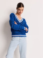 Blue Knitted Cricket Jumper - Image 2 of 6