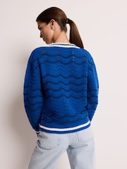 Blue Knitted Cricket Jumper - Image 3 of 6