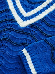 Blue Knitted Cricket Jumper - Image 6 of 6