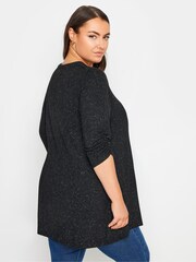 Yours Curve Black Metallic Top - Image 3 of 5