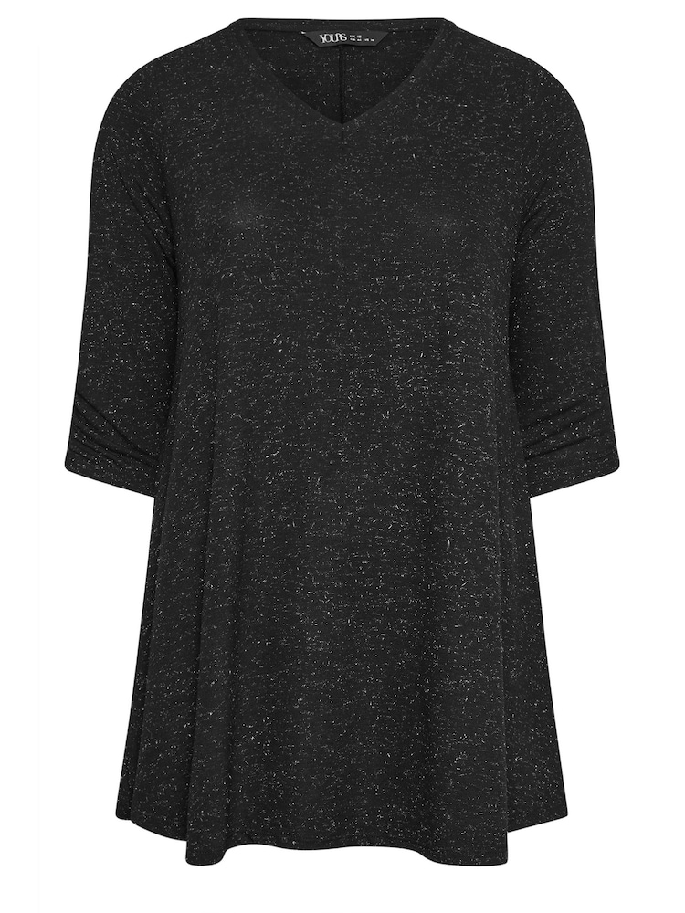 Yours Curve Black Metallic Top - Image 5 of 5