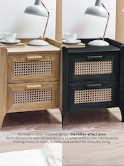 Julian Bowen Brown Sydney Faux Rattan 2 Drawer Bedside - Image 7 of 7
