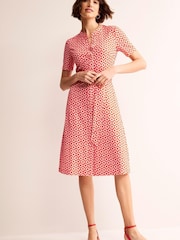 Boden Red Julia Short Sleeve Shirt Dress - Image 1 of 5