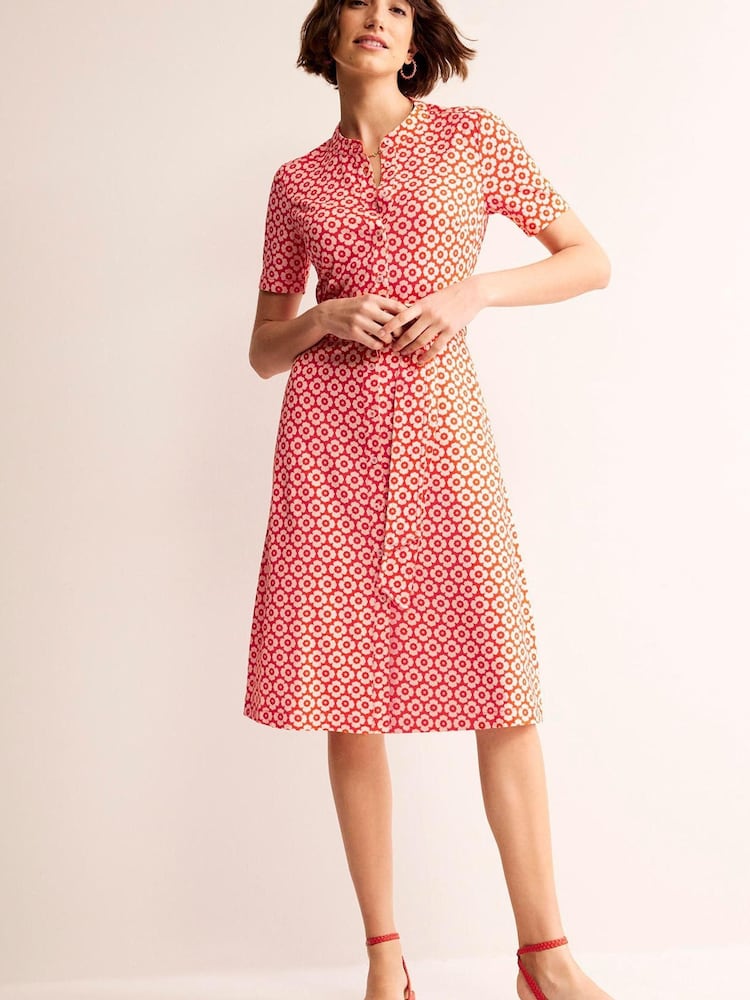 Boden Red Julia Short Sleeve Shirt Dress - Image 1 of 5 Boden Red Julia Short Sleeve Shirt Dress - Image 1 of 5