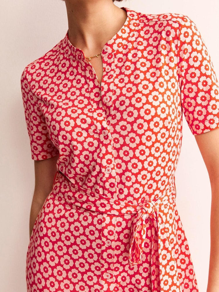 Boden Red Julia Short Sleeve Shirt Dress - Image 2 of 5 Boden Red Julia Short Sleeve Shirt Dress - Image 2 of 5
