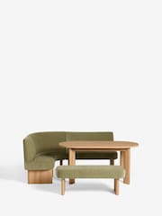 Relaxed Chenille Light Olive Nomad Left Hand Corner Dining Table and Corner Bench Set - Image 6 of 10