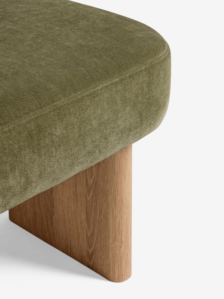 Relaxed Chenille Light Olive Green Natural Oak Left Hand Corner Effect table - Image 9 of 9