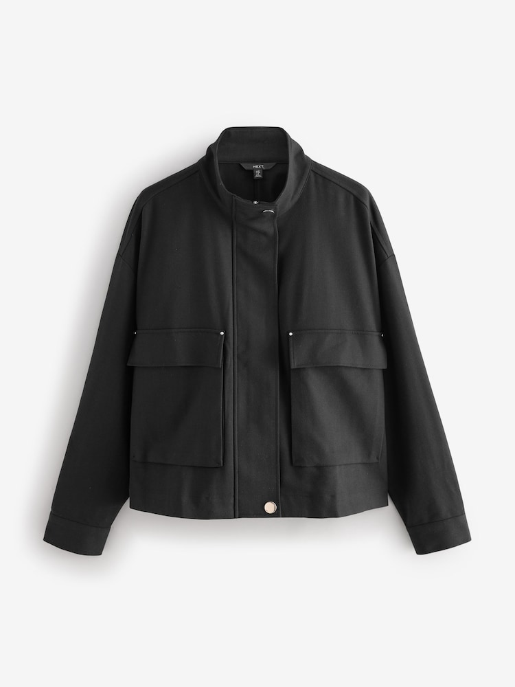 Black Funnel Neck Utility Bomber Jacket - Image 10 of 10