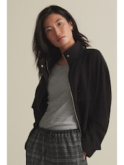 Black Funnel Neck Utility Bomber Jacket - Image 3 of 10