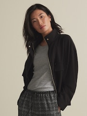Black Funnel Neck Utility Bomber Jacket - Image 4 of 10