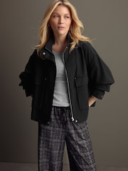 Black Funnel Neck Utility Bomber Jacket - Image 5 of 10