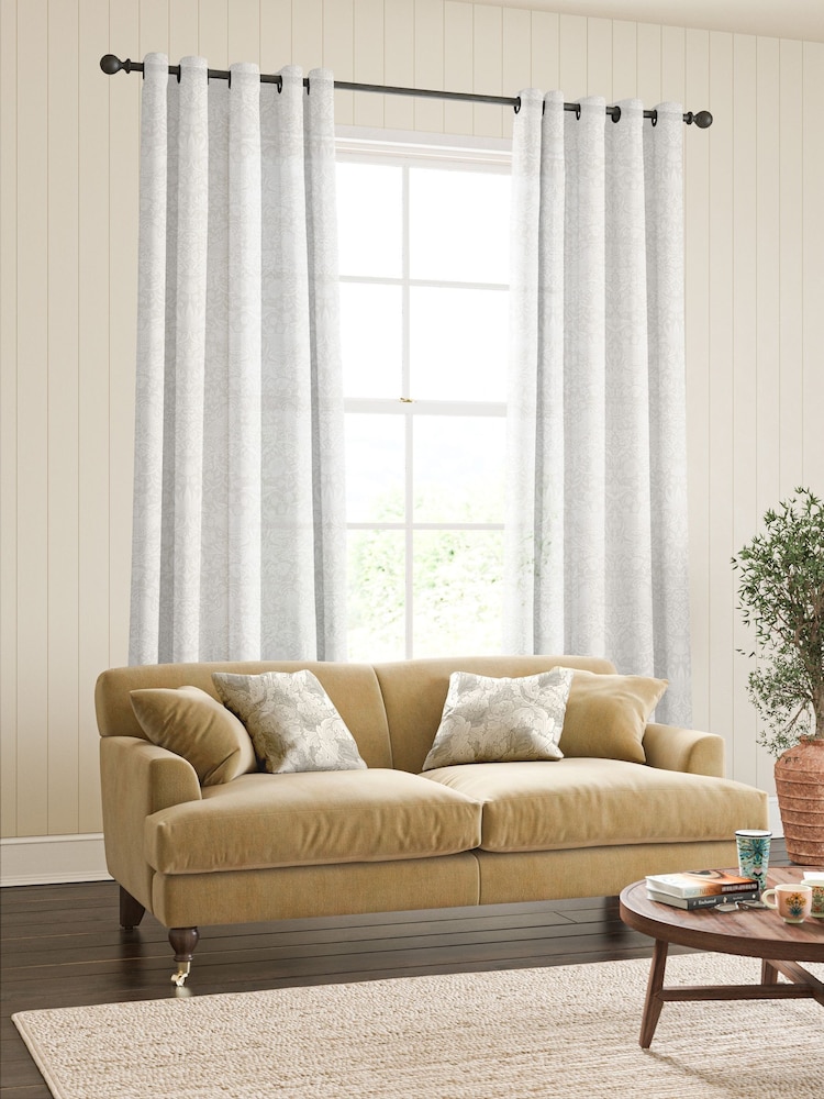 William Morris At Home Chalk Strawberry Thief Sheer Made To Measure Curtains - Image 2 of 5