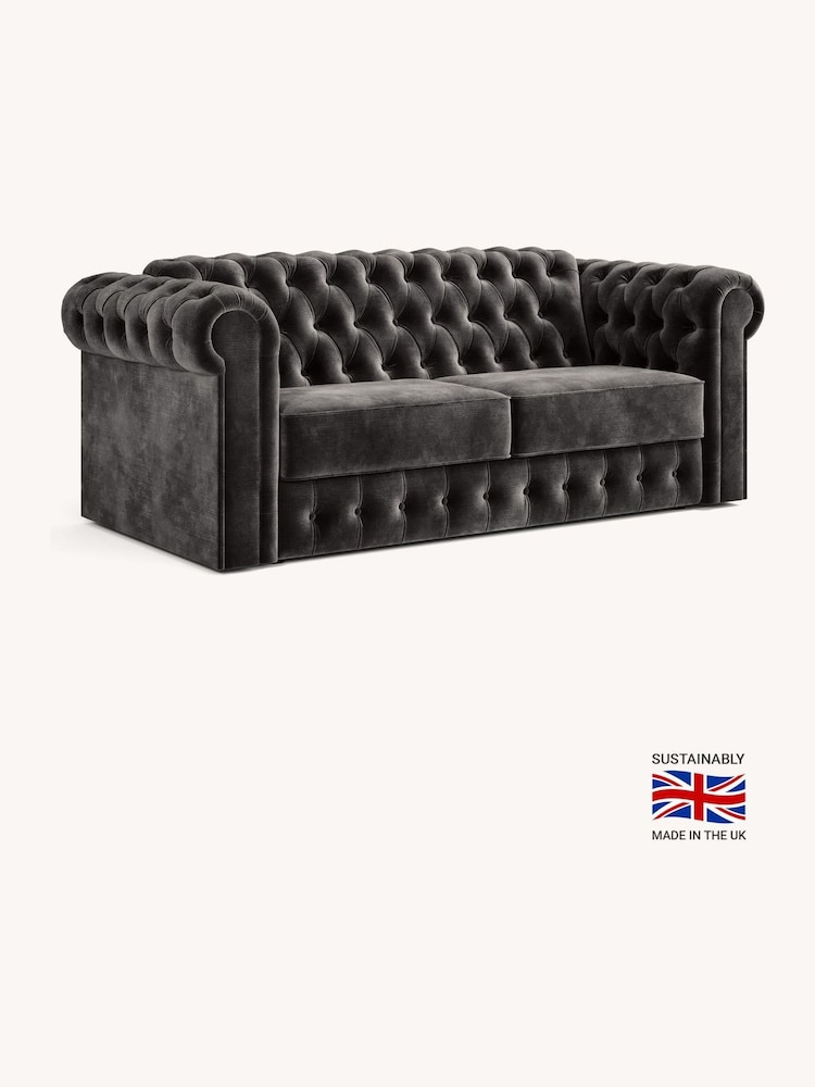 Jay-Be Luxe Velvet Steel Grey Chesterfield 3 Seater Sofa Bed - Image 2 of 6