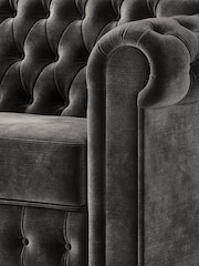 Jay-Be Luxe Velvet Steel Grey Chesterfield 3 Seater Sofa Bed - Image 4 of 6
