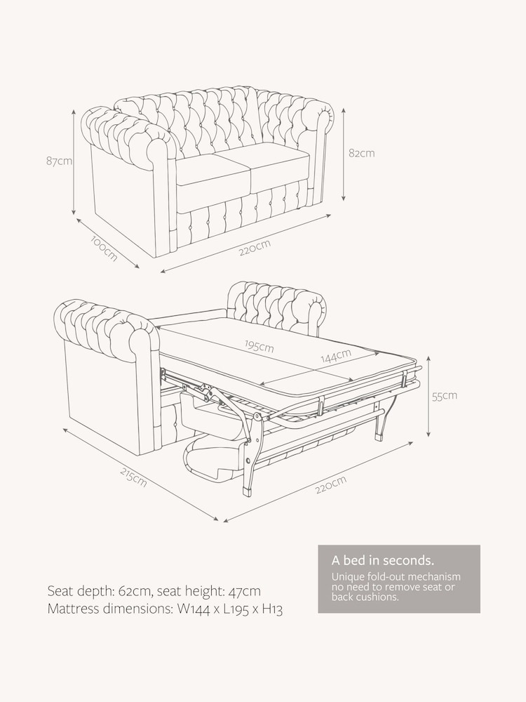 Jay-Be Luxe Velvet Steel Grey Chesterfield 3 Seater Sofa Bed - Image 6 of 6