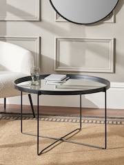 Pacific Black Voss Wood and Mirrored Glass Coffee Table - Image 1 of 6