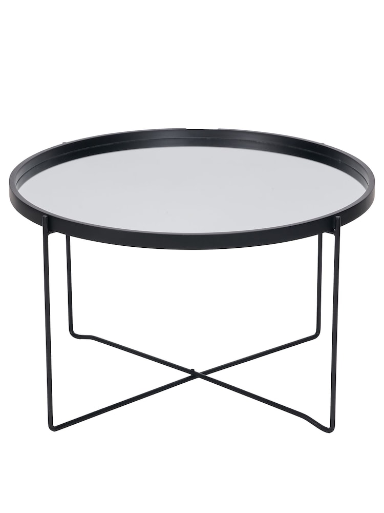 Pacific Black Voss Wood and Mirrored Glass Coffee Table - Image 2 of 6