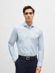 BOSS Blue Regular-Fit Shirt In Easy-Iron Checked Cotton Poplin - Image 1 of 6