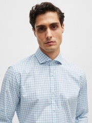 BOSS Blue Regular-Fit Shirt In Easy-Iron Checked Cotton Poplin - Image 4 of 6