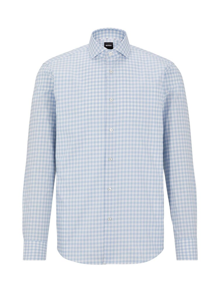 BOSS Blue Regular-Fit Shirt In Easy-Iron Checked Cotton Poplin - Image 6 of 6