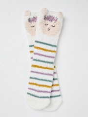 FatFace Cream Llama Fluffy Socks - Image 1 of 2