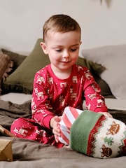 JoJo Maman Bébé Red Christmas Jersey Pyjamas - Image 1 of 9