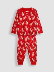 JoJo Maman Bébé Red Christmas Jersey Pyjamas - Image 5 of 9