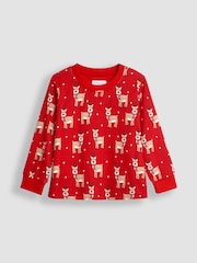 JoJo Maman Bébé Red Christmas Jersey Pyjamas - Image 6 of 9