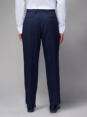 Navy Blue Straight Fit Wool Blend Stripe Suit Trousers - Image 3 of 5