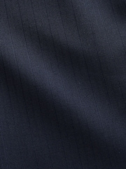 Navy Blue Straight Fit Wool Blend Stripe Suit Trousers - Image 7 of 8