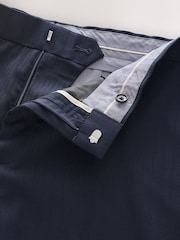 Navy Blue Straight Fit Wool Blend Stripe Suit Trousers - Image 8 of 8