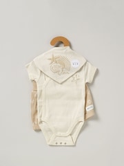 Homegrown Natural 3 Piece Bodysuit Shorts And Reversible Bib Set - Image 2 of 5