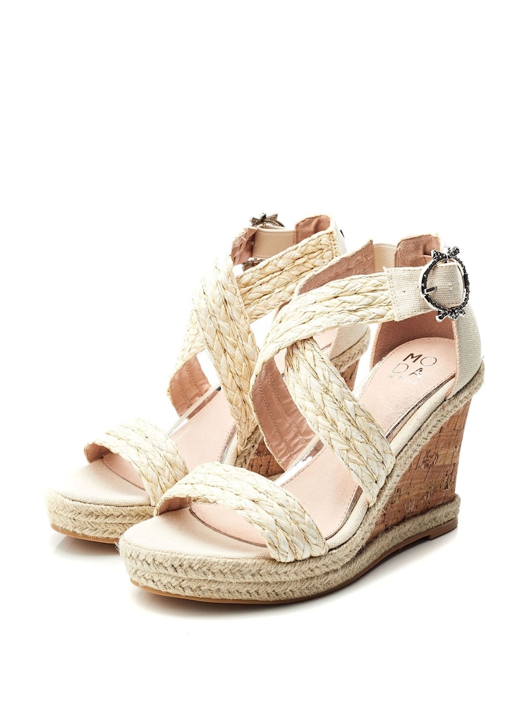 Moda In Pelle Crossover Strap Wedge Sandal - Image 2 of 4