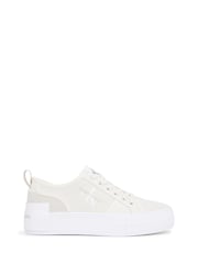 Calvin Klein White Canvas Flatform Trainers - Image 2 of 3