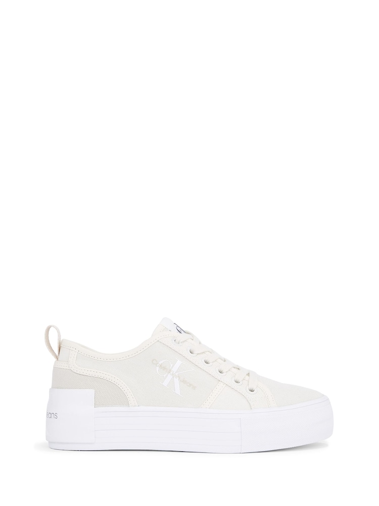 Calvin Klein White Canvas Flatform Trainers - Image 2 of 3