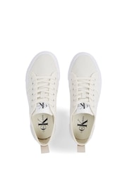 Calvin Klein White Canvas Flatform Trainers - Image 3 of 3