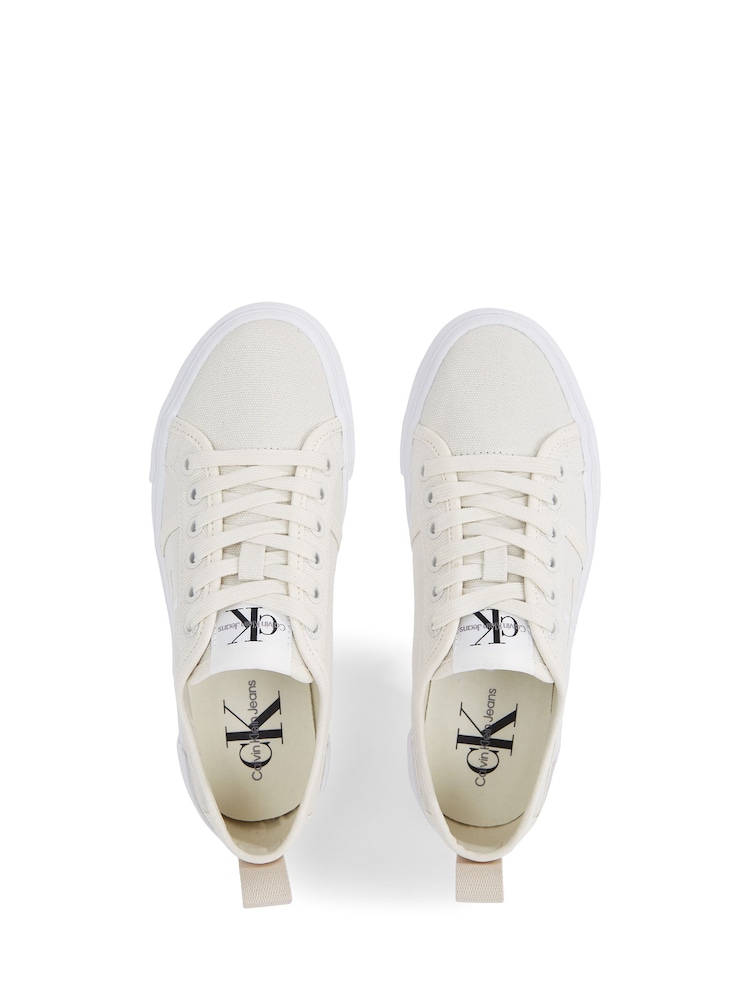 Calvin Klein White Canvas Flatform Trainers - Image 3 of 3