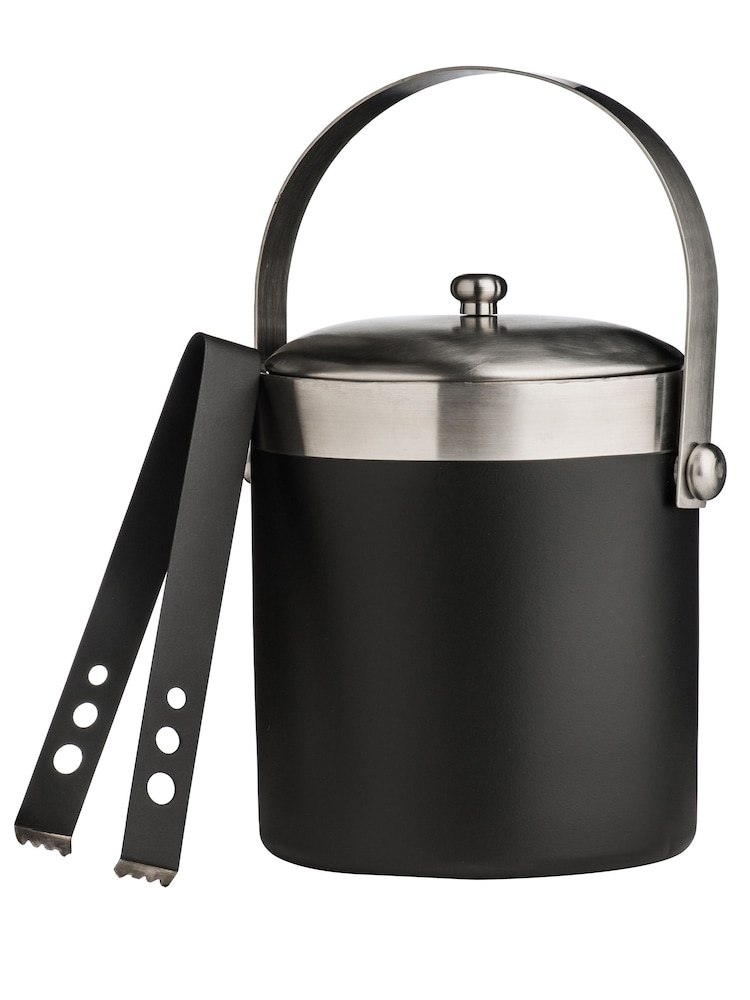Maison by Premier Black Enamel Ice Bucket With Tongs - Image 1 of 2