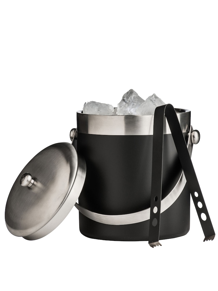 Maison by Premier Black Enamel Ice Bucket With Tongs - Image 2 of 2