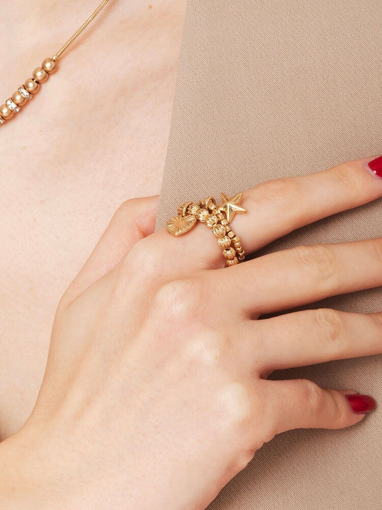 Bibi Bijoux Gold Tone Stellar Harmony Stretch Ring Set - Image 2 of 4