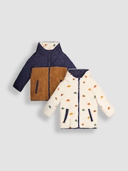 JoJo Maman Bébé Brown Dinosaur Reversible Jacket - Image 1 of 7