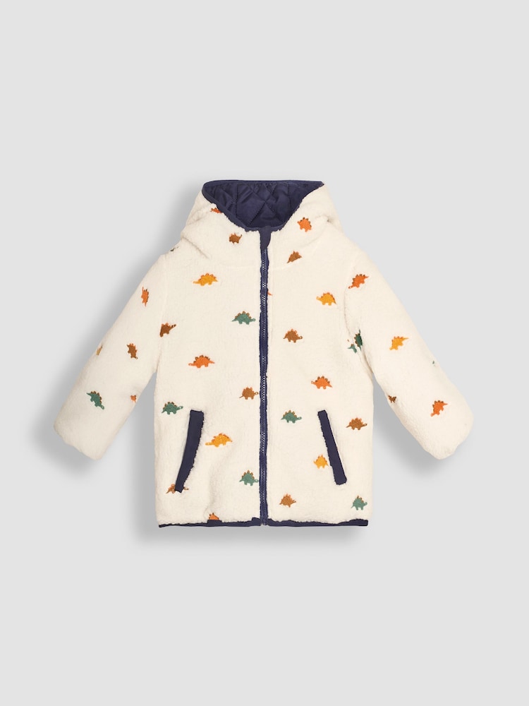 JoJo Maman Bébé Brown Dinosaur Reversible Jacket - Image 4 of 7